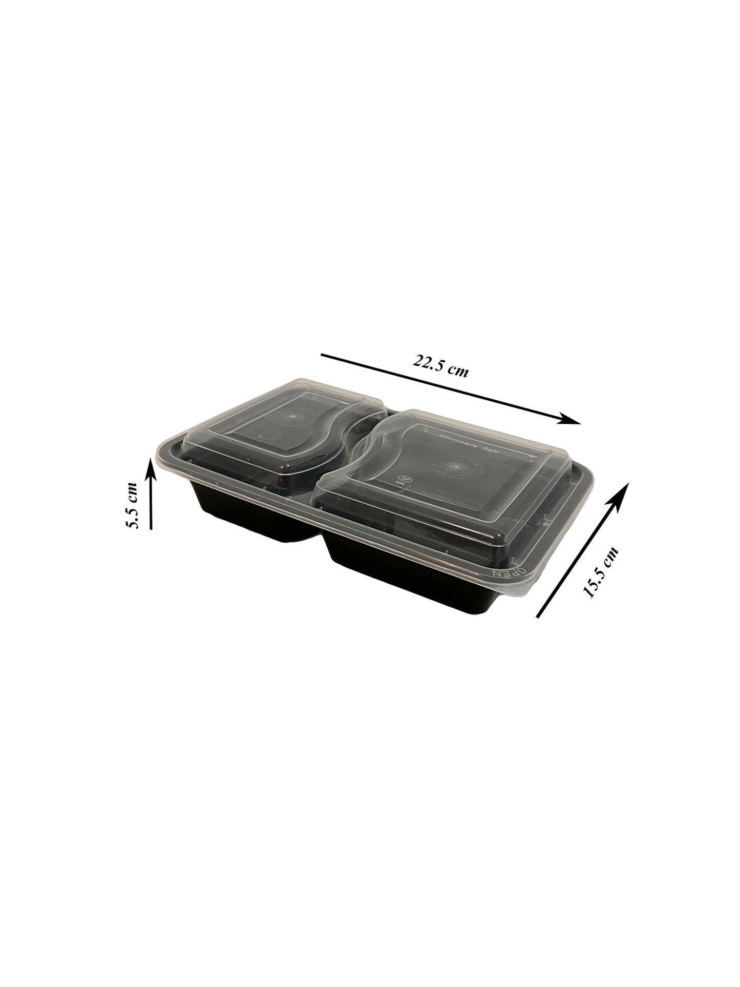 150 x Black Meal Prep Container 2 Compartment withs lids