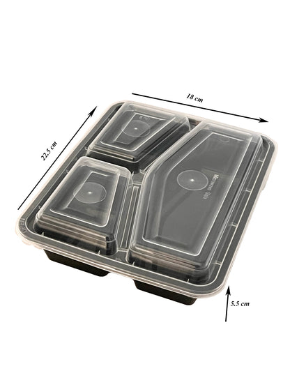 150 x Black Meal Prep Container 3 Compartment withs lids