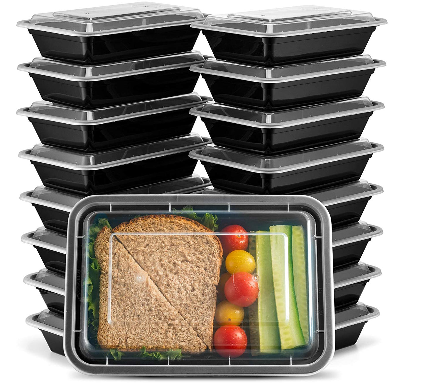 150 x Black Meal Prep Container 1 Compartment withs lids