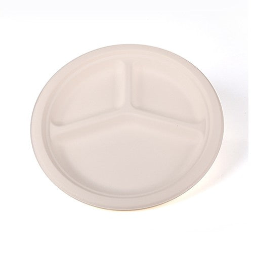 500 x Bagasse Disposable Biodegradable 3 Comp plate - 10inch