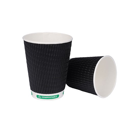 500 x Tripple Wall Kraft (Black)Bio Cups 12oz