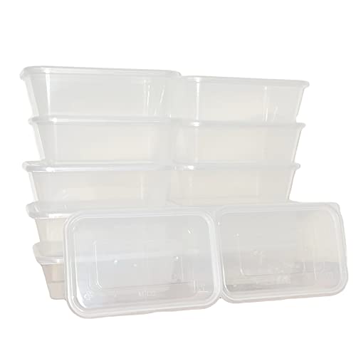 250 x Microwave Container & Lid - 22oz (650cc) Plastic Food Containers with Leak Proof Lids, Rectangular